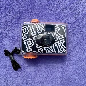Vintage!! Black and White PINK Camera with Orange Accents